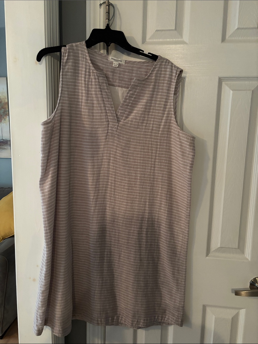beachlunchlounge Beige-Striped Sleeveless V-Neck Tunic
